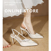 Tacones altos de verano estilo francés con hebilla en V para mujer